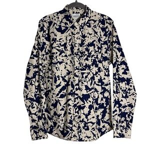 Norse Projects Anton Broken Leaf Shirt Blue Cream Button Up — Size Large